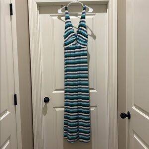 KICKEE women's simple twist nightgown in Ice Multi Stripe (Like New)